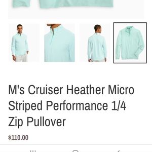 Men's southern tide cruiser micro striped 1/4 zip pullover, large